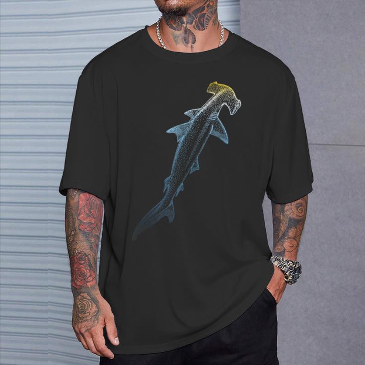 Beautiful Colors Swimming Hammerhead Shark Lovers T-Shirt Gifts for Him