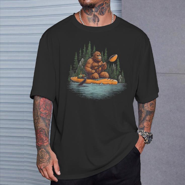 Bigfoot Kayak Paddling Lake Canoe Bigfoot Sasquatch Kayaking T-Shirt Gifts for Him Bigfoot Kayak Paddling Lake Canoe Bigfoot Sasquatch Kayaking T-Shirt Gifts for Him