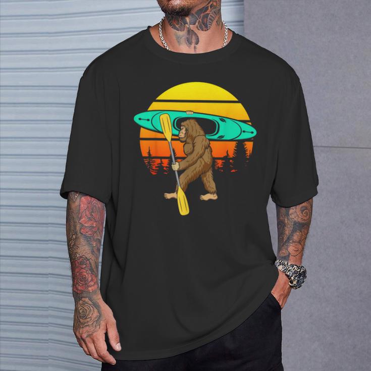 Bigfoot Kayak Paddling Lake Rafts Inflatable Canoe Sasquatch T-Shirt Gifts for Him Bigfoot Kayak Paddling Lake Rafts Inflatable Canoe Sasquatch T-Shirt Gifts for Him