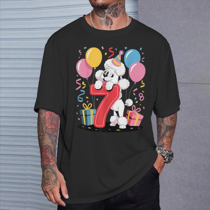 Caniche Perro 7 Cumpleaños Niño Niña 7 Añosiete Caniche Camiseta unisex Regalos para él