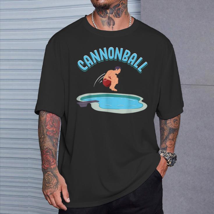 Cannonball Swimming Pool Fun Diving Diver Swimmer Cool T-Shirt Gifts for Him