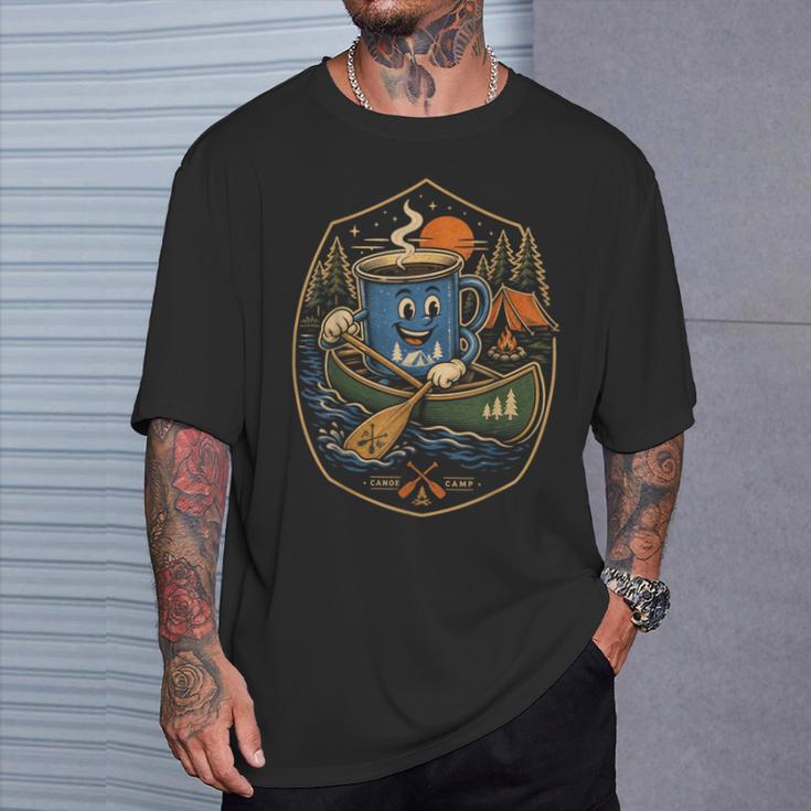 Canoe Camp Coffee Canoeing Paddle T-Shirt Gifts for Him