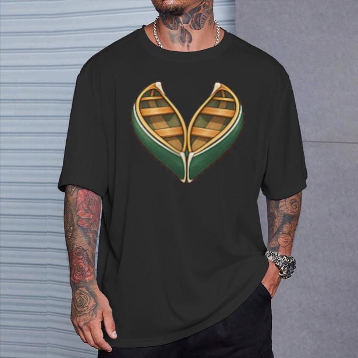 Canoe Heart Cute Minimalist Paddling Adventure T-Shirt Gifts for Him