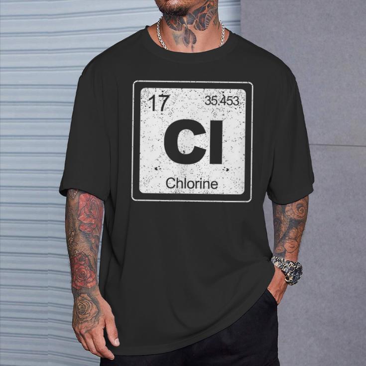 Chlorine Periodic Table Symbol Chemistry Swimming Dive T-Shirt Gifts for Him