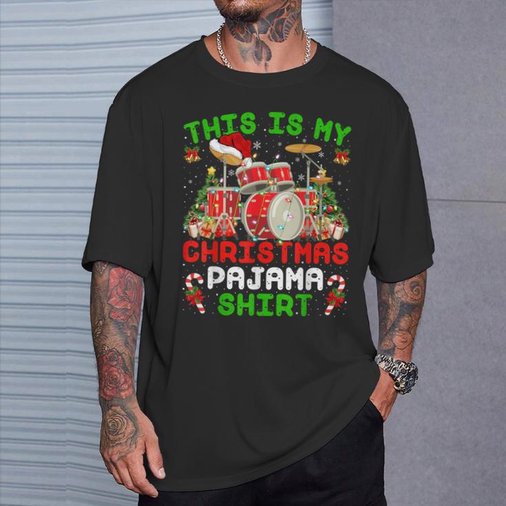 This Is My Christmas Pajama Shirt Drum Kit Christmas T-Shirt Gifts for Him