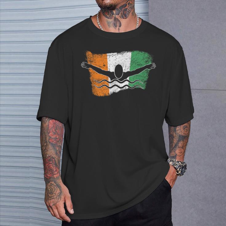 Cool Ireland Flag Vintage Irish Flag Swimmer Fly Swimming T-Shirt Gifts for Him Cool Ireland Flag Vintage Irish Flag Swimmer Fly Swimming T-Shirt Gifts for Him