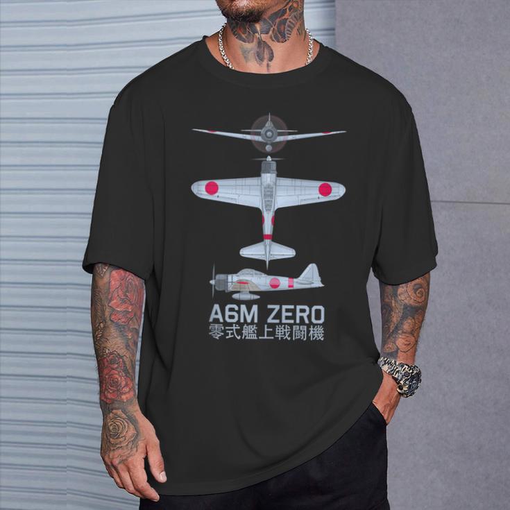 Diagrama Del Avión De Combate Japonés A6m Zero Ww2 In Mangas Camiseta unisex Regalos para él