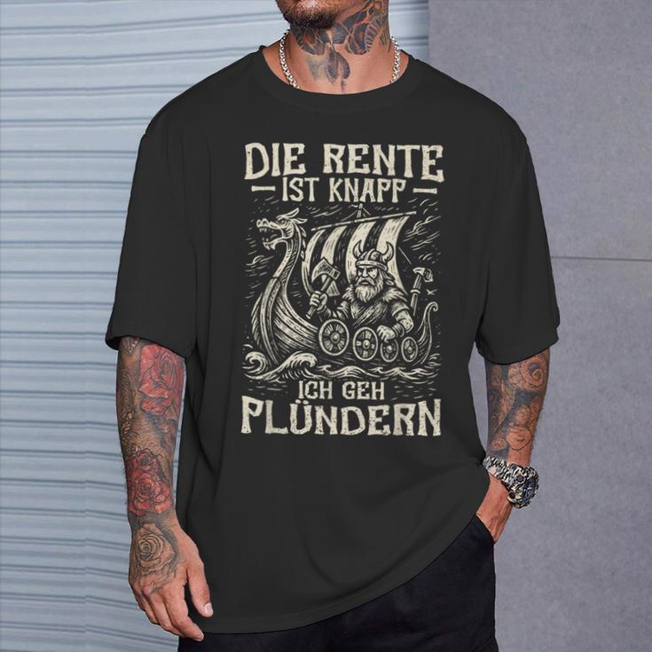 Die Rente Ist Knapp Ich Geh Plündern Wikinger & Rentner T-Shirt Geschenke für Ihn