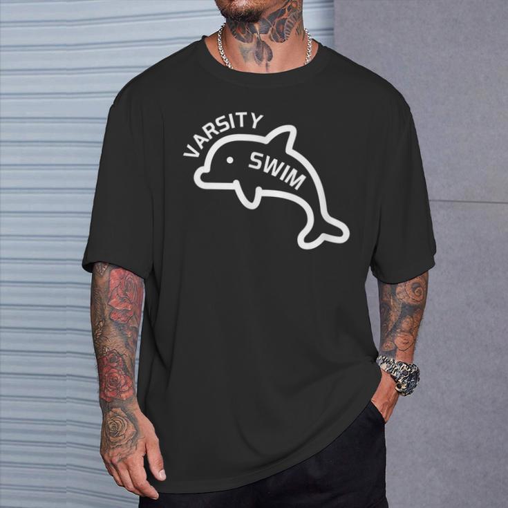 Dolphin Dolfin Varsity Swim Swim Team Swim Club Swimming T-Shirt Gifts for Him