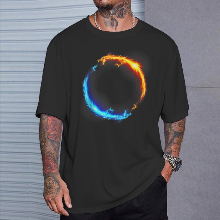 Dragones En Duelo De Fuego Y Hielo In Mangas Camiseta unisex Regalos para él