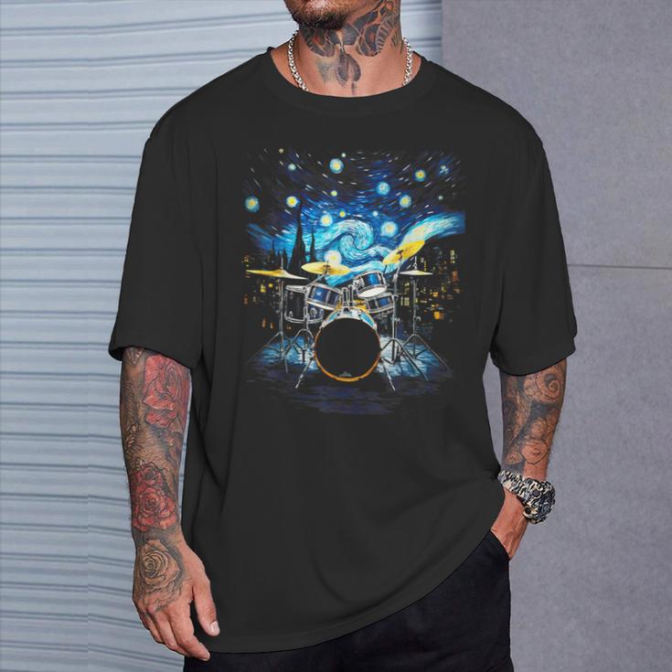 Drum Kit Percussionist Drummer Van Gogh Drums T-Shirt Gifts for Him Drum Kit Percussionist Drummer Van Gogh Drums T-Shirt Gifts for Him