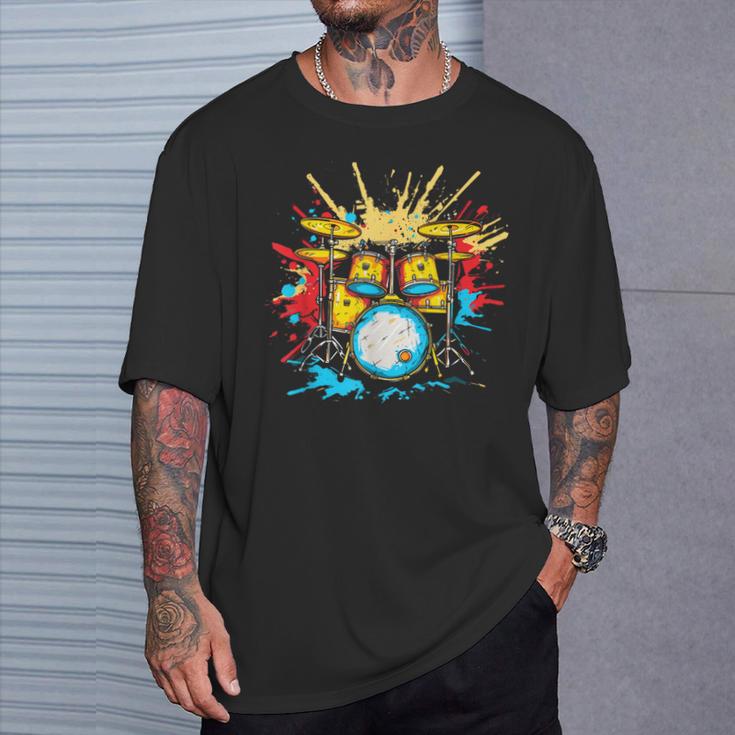 Drum Kit Steamwave Music Band T-Shirt Gifts for Him
