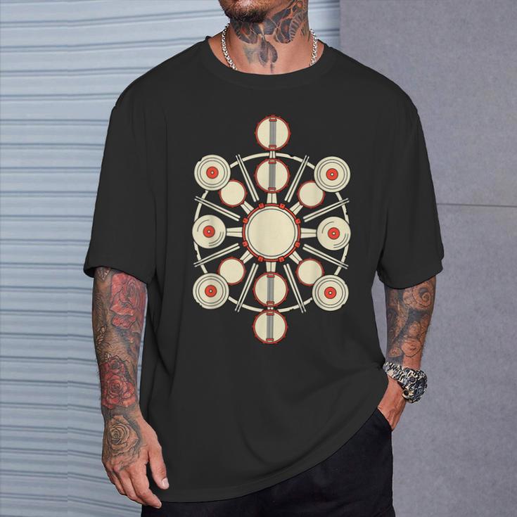 Drummer Drum Kit Mandala Percussionist Music Lover T-Shirt Gifts for Him Drummer Drum Kit Mandala Percussionist Music Lover T-Shirt Gifts for Him