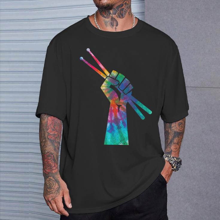 Drummer Drum Kit Tie Dye Hippie Drummer T-Shirt Gifts for Him