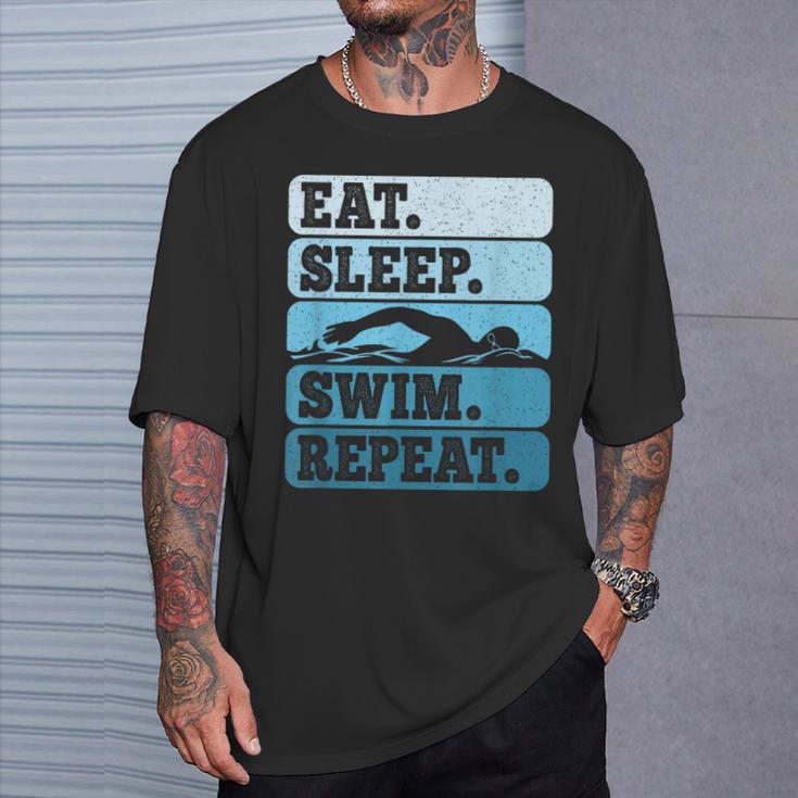 Eat Sleep Swim Vintage Swimming Lover Swimmer Men Women T-Shirt Gifts for Him Eat Sleep Swim Vintage Swimming Lover Swimmer Men Women T-Shirt Gifts for Him