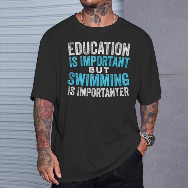 Education Is Important But Swimming Is Importanter Swimmer T-Shirt Gifts for Him Education Is Important But Swimming Is Importanter Swimmer T-Shirt Gifts for Him
