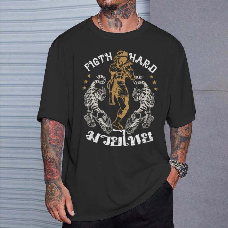 Fight Hard Traditional Fighter Muay Thai T-Shirt Gifts for Him