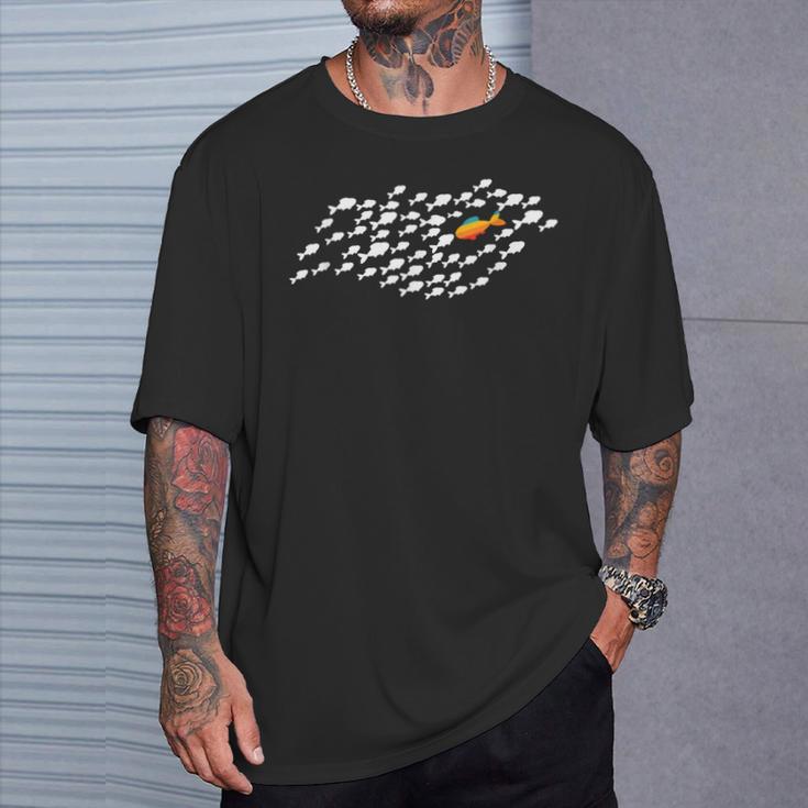 Fish Swimming Against The Current Be Yourself -Adults Kids Modern Casual T-Shirt Gifts for Him Fish Swimming Against The Current Be Yourself -Adults Kids Modern Casual T-Shirt Gifts for Him