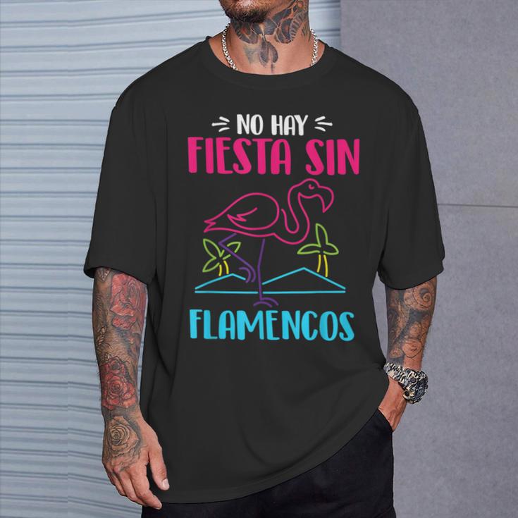 Flamenco Rosado Fiesta Pájaro Tropical Animal Flamenco Camiseta unisex Regalos para él