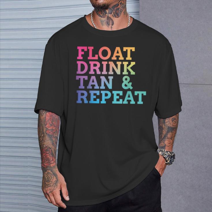 Float Drink Tan Repeat Summer Swimming Beach Pool Vacation T-Shirt Gifts for Him