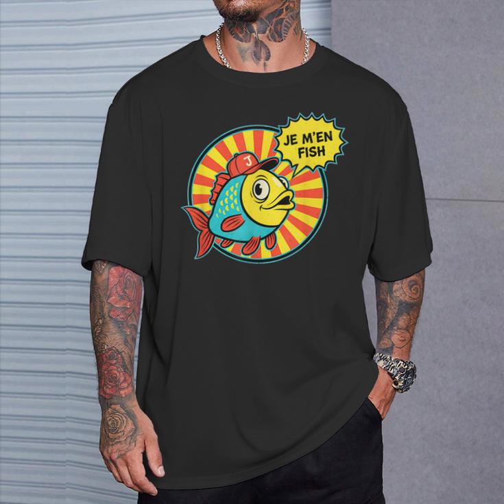 Je M'en Poisson Français Pun Cartoon Fish T-Shirt Cadeaux pour lui