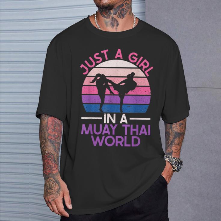 Just A Girl In A Muay Thai World Muay Thai Boxing T-Shirt Gifts for Him