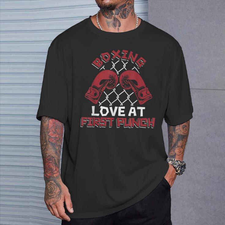 Love At First Punch Professional Boxer Muay Thai Boxing T-Shirt Gifts for Him Love At First Punch Professional Boxer Muay Thai Boxing T-Shirt Gifts for Him