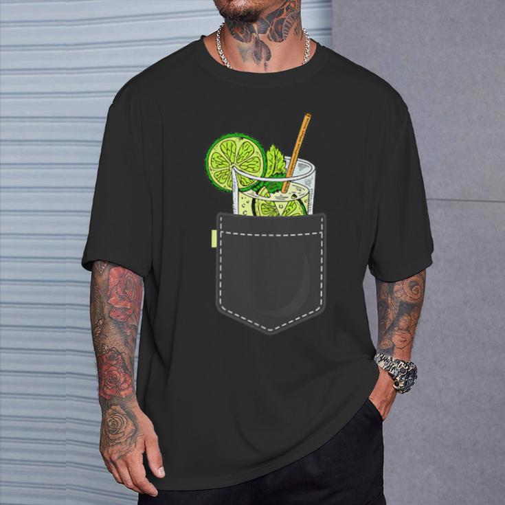 Mojito Cocktail Para Ir En El Bolsillo Del Pecho Mojito Camiseta unisex Regalos para él