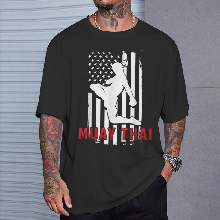 Muay Thai American Flag Fighter Patriotic T-Shirt Gifts for Him