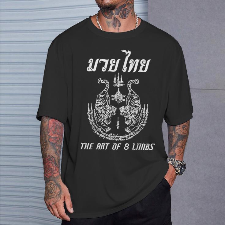 Muay Thai The Art Of 8 Limbs Martial Art Sak Yant Twin Tiger T-Shirt Gifts for Him