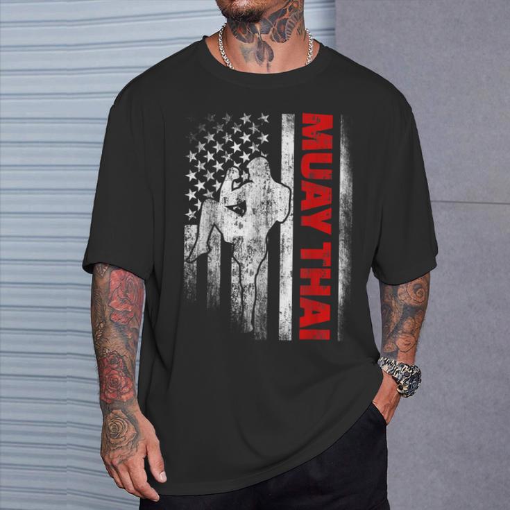 Muay Thai Boxing US American Flag T-Shirt Gifts for Him Muay Thai Boxing US American Flag T-Shirt Gifts for Him
