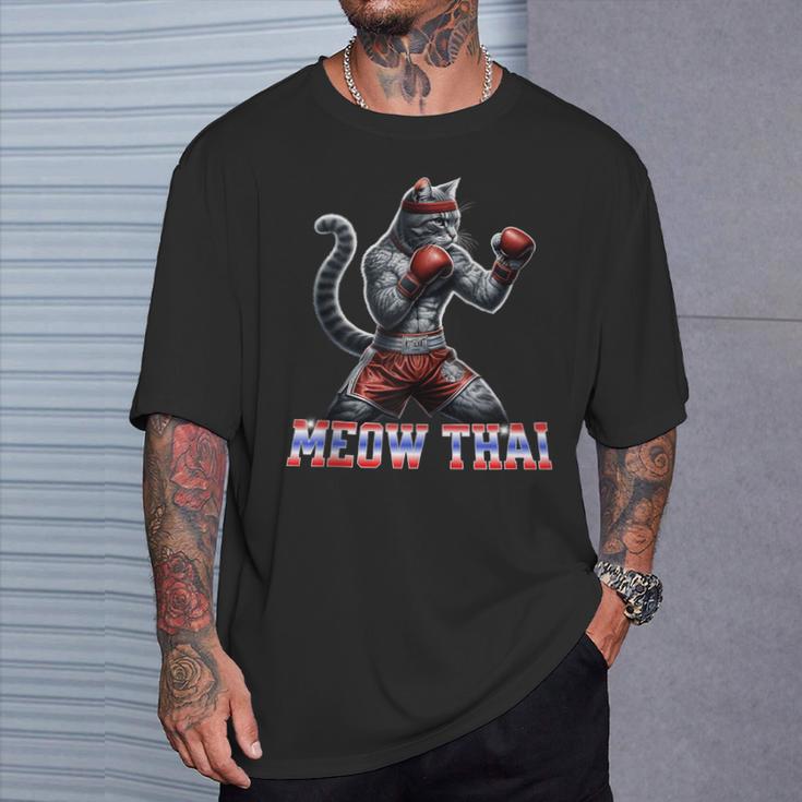 Muay Thai Cat Meow Thai Boxing T-Shirt Gifts for Him