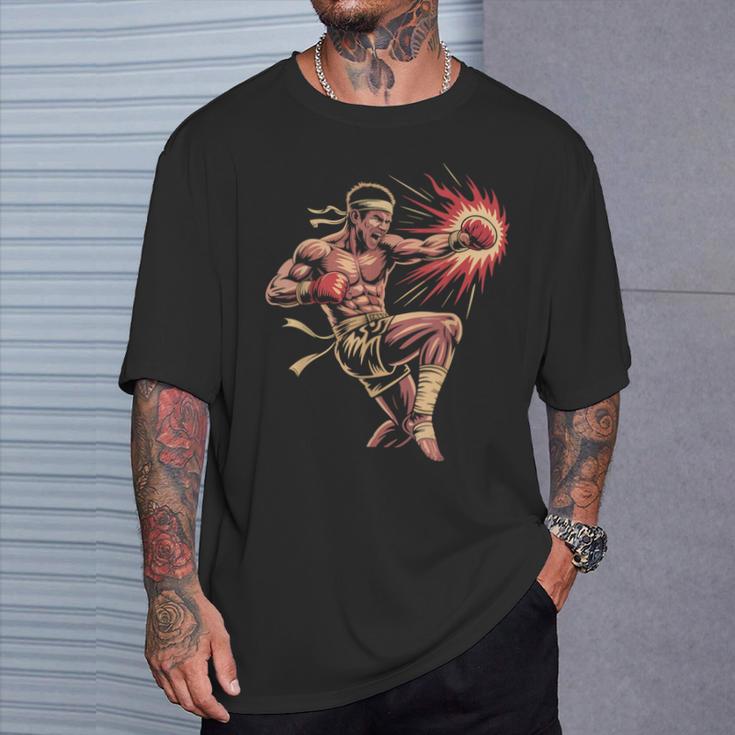 Muay Thai Fighter Southpaw Stance Minimal Silhouette Clean T-Shirt Gifts for Him