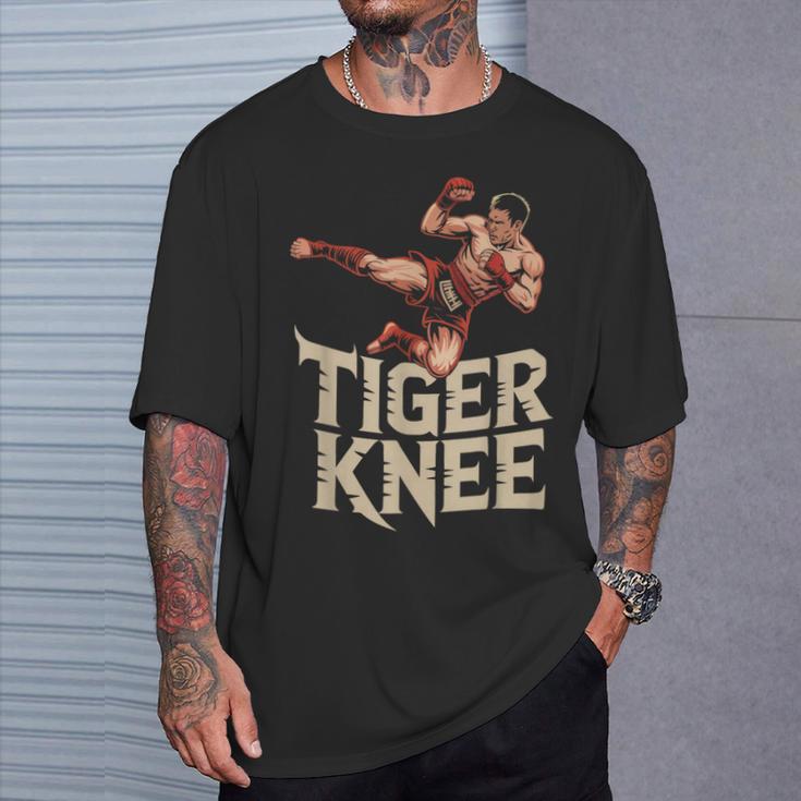 Muay Thai Fighter Tiger Knee Vintage Distressed Badge T-Shirt Gifts for Him