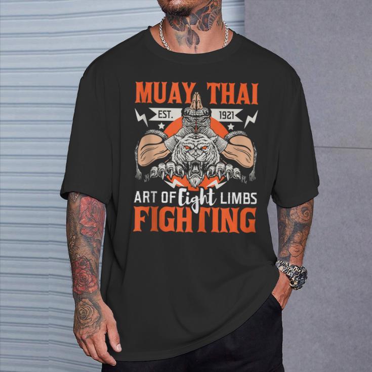 Muay Thai Fighting MMA Thai Boxing Mixed Martial Arts T-Shirt Gifts for Him