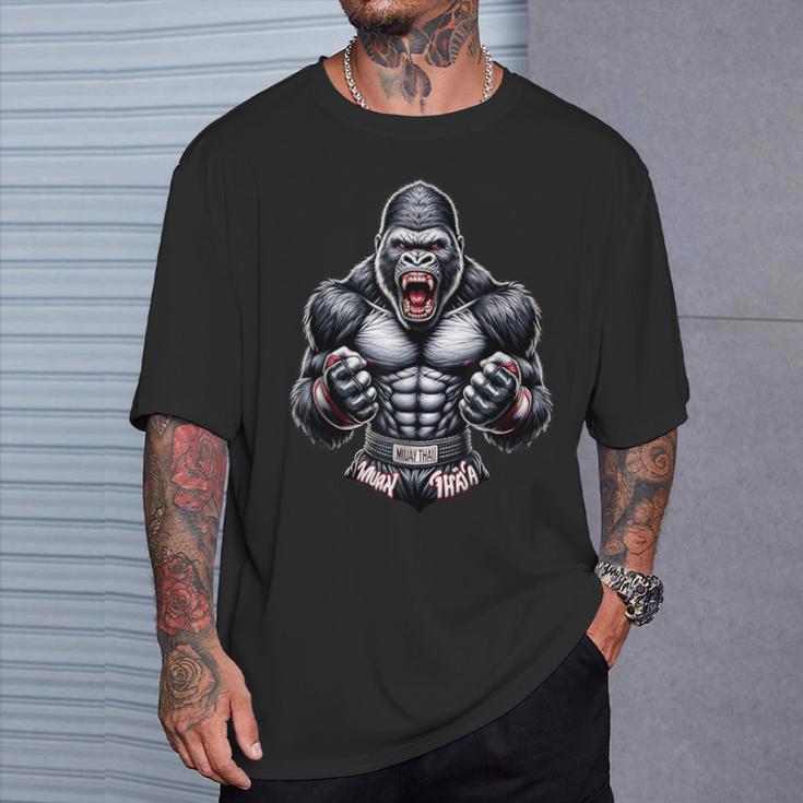 Muay Thai Gorilla Thai Boxing And Fighting T-Shirt Gifts for Him