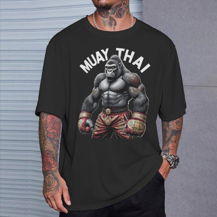 Muay Thai Gorilla Strength Power Fighter T-Shirt Gifts for Him Muay Thai Gorilla Strength Power Fighter T-Shirt Gifts for Him