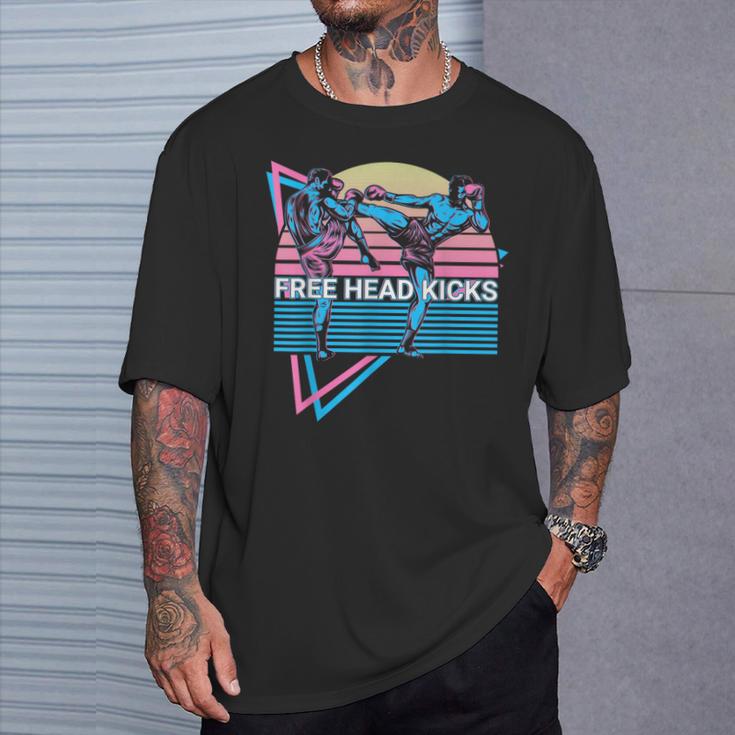 Muay Thai Kickboxing Retro Free Head Kicks T-Shirt Gifts for Him