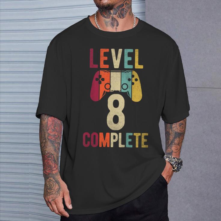 Niños Cumpleaños Niño 8 Años Camisa Gamer Nivel 8 Completo Camiseta unisex Regalos para él