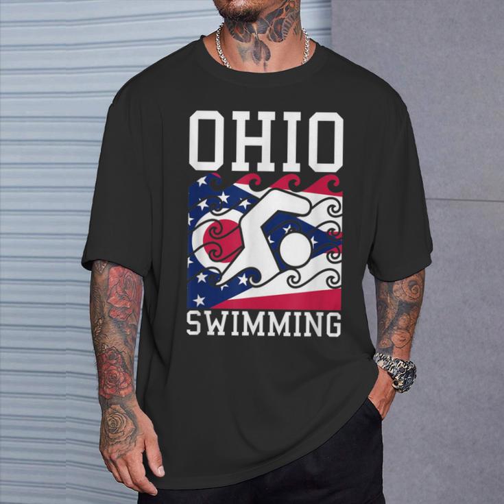 Ohio Flag Swimming Team Swim Swimmer US State T-Shirt Gifts for Him Ohio Flag Swimming Team Swim Swimmer US State T-Shirt Gifts for Him