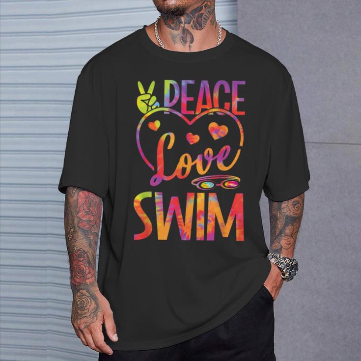 Peace Love Swim Swimming Tie Dye Swimmer Swimming Swim Team T-Shirt Gifts for Him Peace Love Swim Swimming Tie Dye Swimmer Swimming Swim Team T-Shirt Gifts for Him