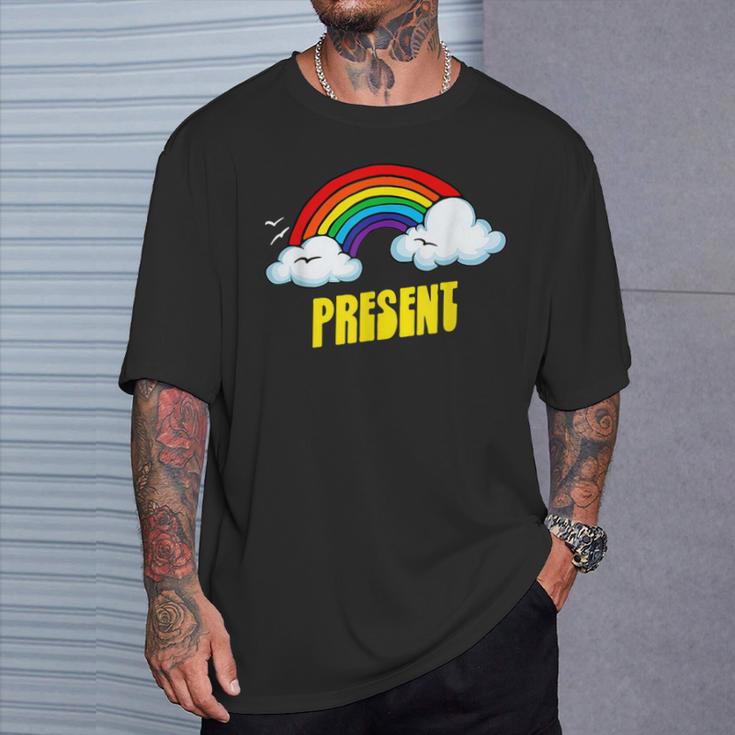 Present Cute arcastic Retrointage Rainbow Tシャツ 彼への贈り物