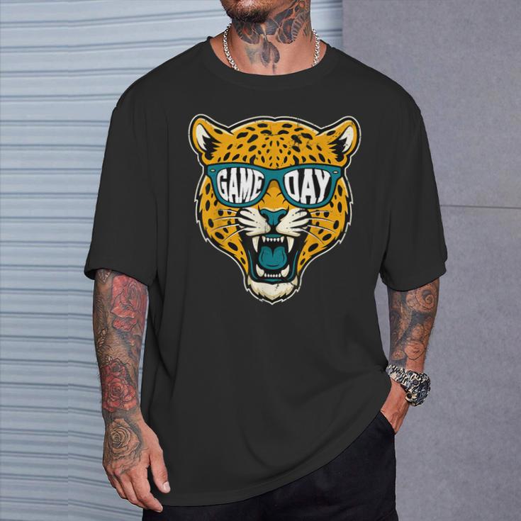 Retro Game Day Jaguar Sunglasses School Sports Team Spirit T-Shirt Gifts for Him