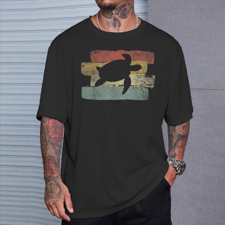 Retrochildkröte Wasserschildkröte Tiere Meer Reptilien T-Shirt Geschenke für Ihn