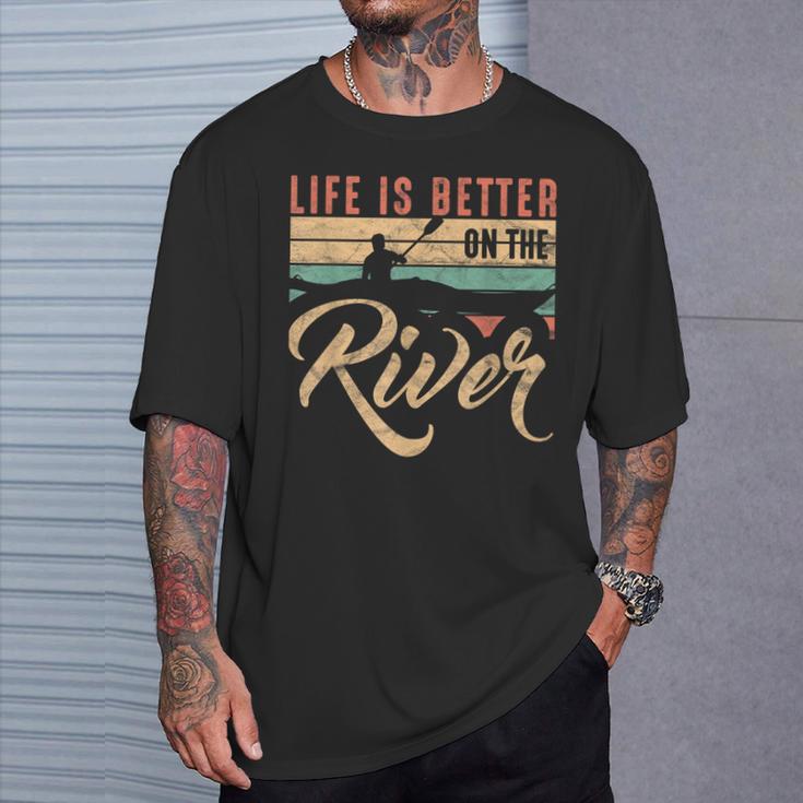 Rowing Canoe Kajak Life Is Better On The River T-Shirt Gifts for Him