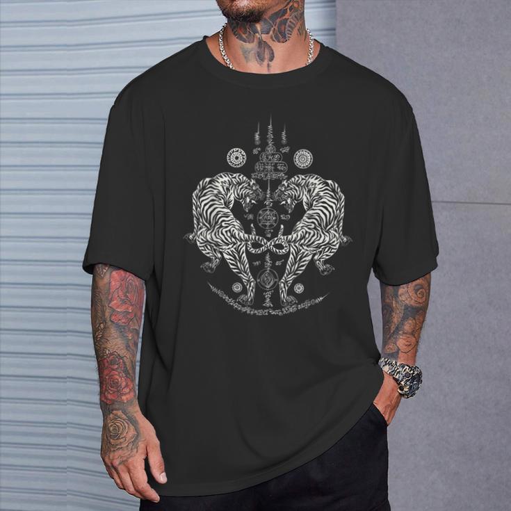 Sak Yant Thai Tattoo Twin Tiger For Muay Thai Fighter Boxing T-Shirt Gifts for Him Sak Yant Thai Tattoo Twin Tiger For Muay Thai Fighter Boxing T-Shirt Gifts for Him