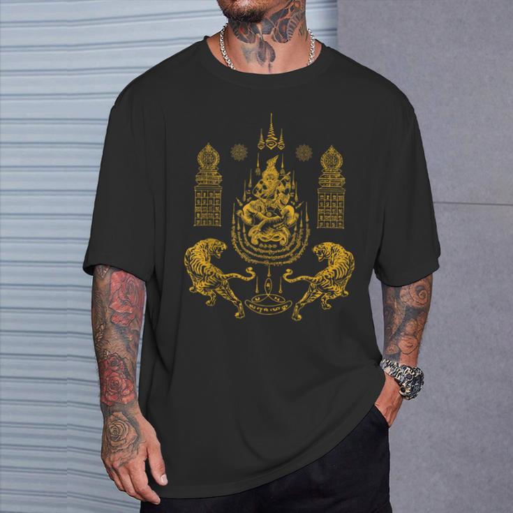 Sawadee Thai Traditional Sak Yant Thai Twin Tigers Muay Thai T-Shirt Gifts for Him Sawadee Thai Traditional Sak Yant Thai Twin Tigers Muay Thai T-Shirt Gifts for Him