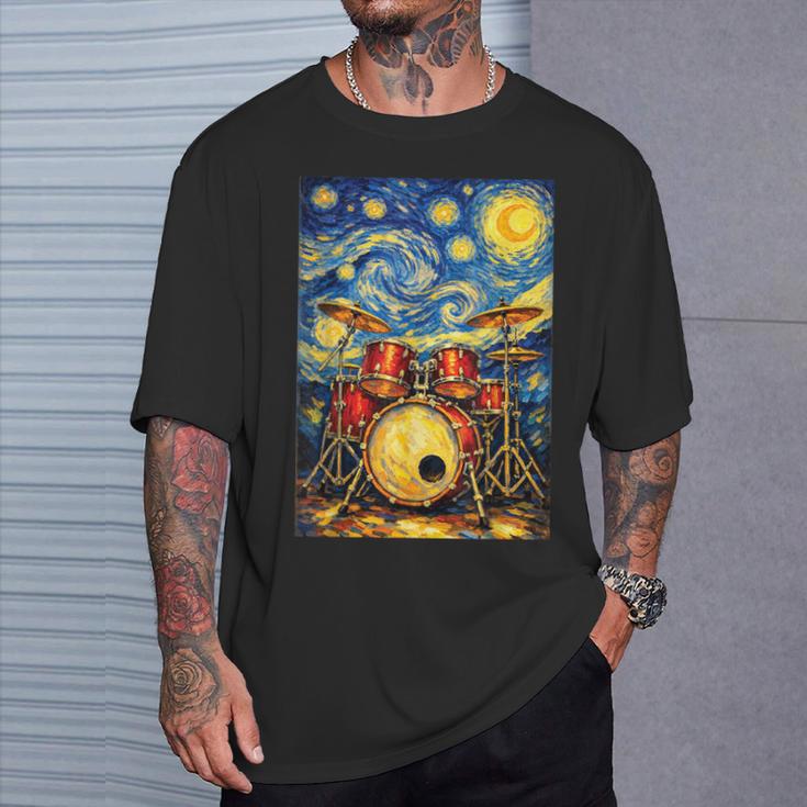 Starry Night Drum Kit Van Gogh Style Art T-Shirt Gifts for Him Starry Night Drum Kit Van Gogh Style Art T-Shirt Gifts for Him