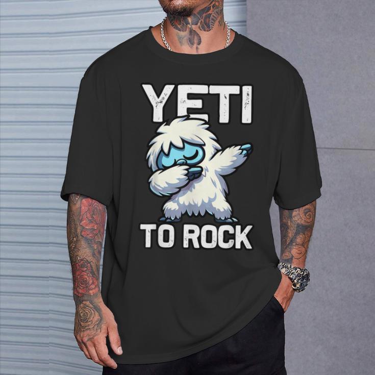 Süßer Dabbing Yeti Lustiger Yeti Zum Rocken T-Shirt Geschenke für Ihn
