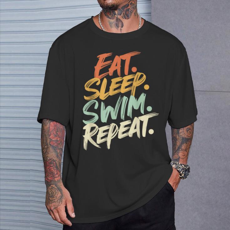 Swimmer Eat Sleep Swim Repeat I Swimming T-Shirt Gifts for Him